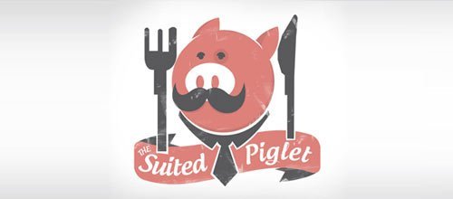 The suited piglet 猪logo