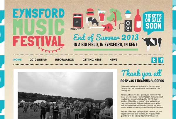 Eynsford Music Festival - 柔和色彩的网页设计