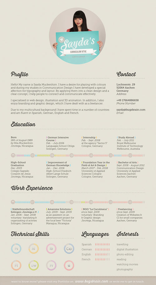 35张设计师的创意个人简历信息图