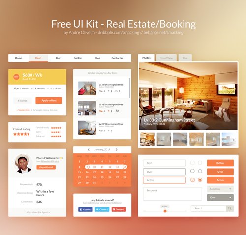 Real Estate/Booking UI Kit 设计素材下载