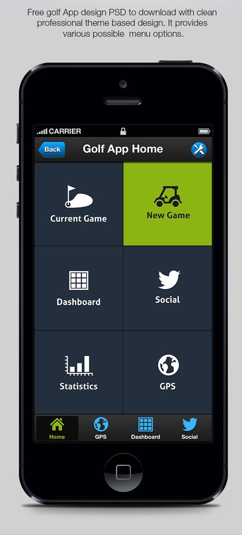 Golf iPhone App Menu Designs Free PSD 设计素材下载