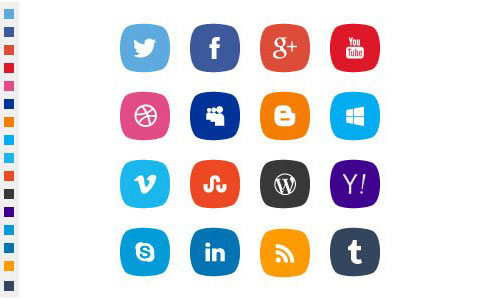 PSD social icons with original colors by Safa Paksu 50套免费icon图标素材精选