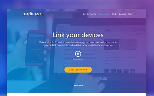 omnipaste website app homepage design 网站首页