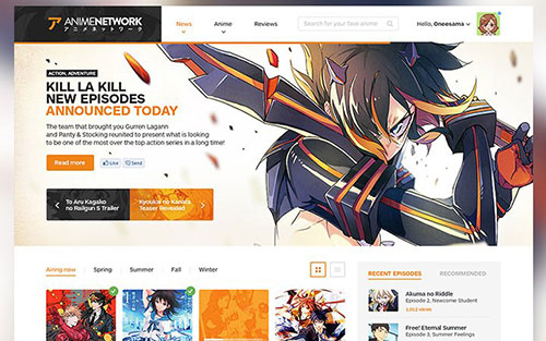 anime network website homepage redesign 网站首页