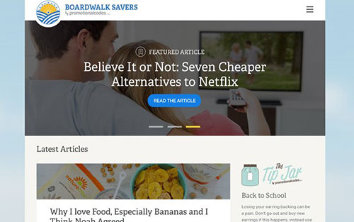 boardwalk savers homepage webb design 网站首页