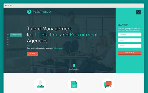 talent falco homepage landing page design 网站首页