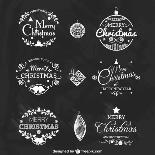 Black and White Vector Christmas Badges Pack