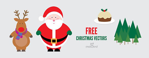 Santa, Reindeer and Christmas Pudding Vectors