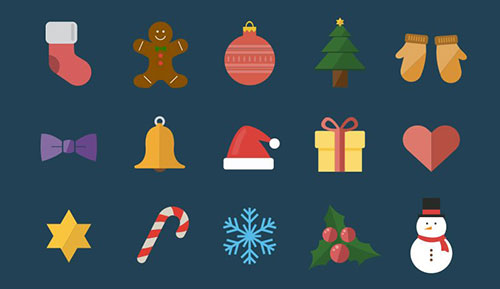 15 Flat Christmas Icons
