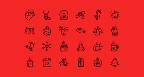 12 Hand-Drawn Style Merry Icons
