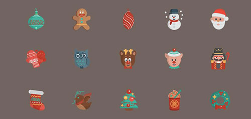 15 Flat Holiday Icons in AI Format