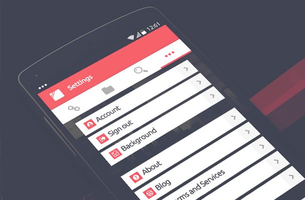 clean android settings menu bookmarking app