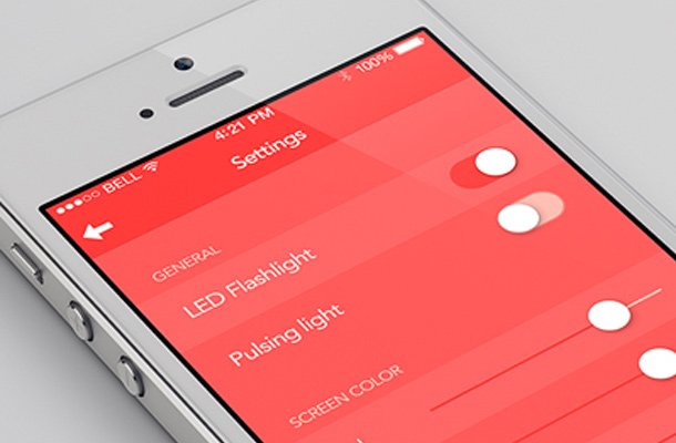 red settings menu ui app design