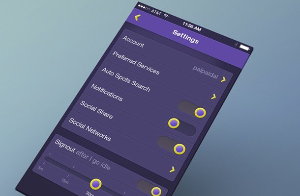purple settings app ui mobile iphone