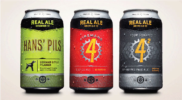 Real Ale Hans' Pils, Firemans 4 & Four Squared Cans by The Butler Bros