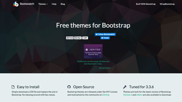 Bootswatch – 21款免费Bootstrap框架样式皮肤