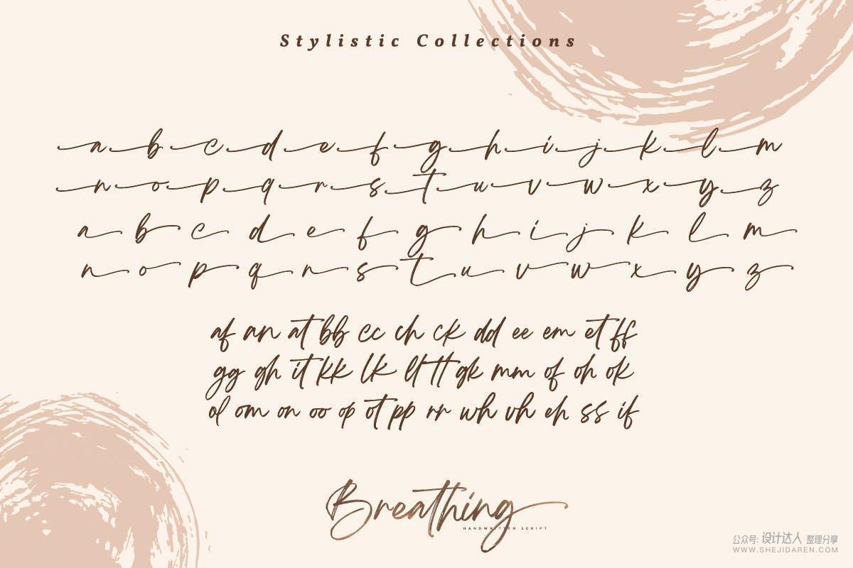 Breathing 一款优雅手写签名字体