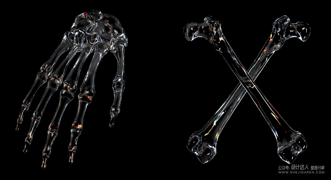 PNG素材-风格酷炫的立体透明人体骨骼元素