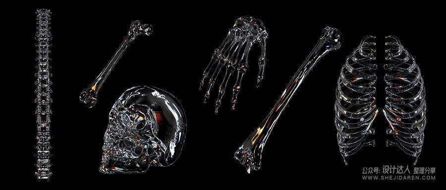 PNG素材-风格酷炫的立体透明人体骨骼元素