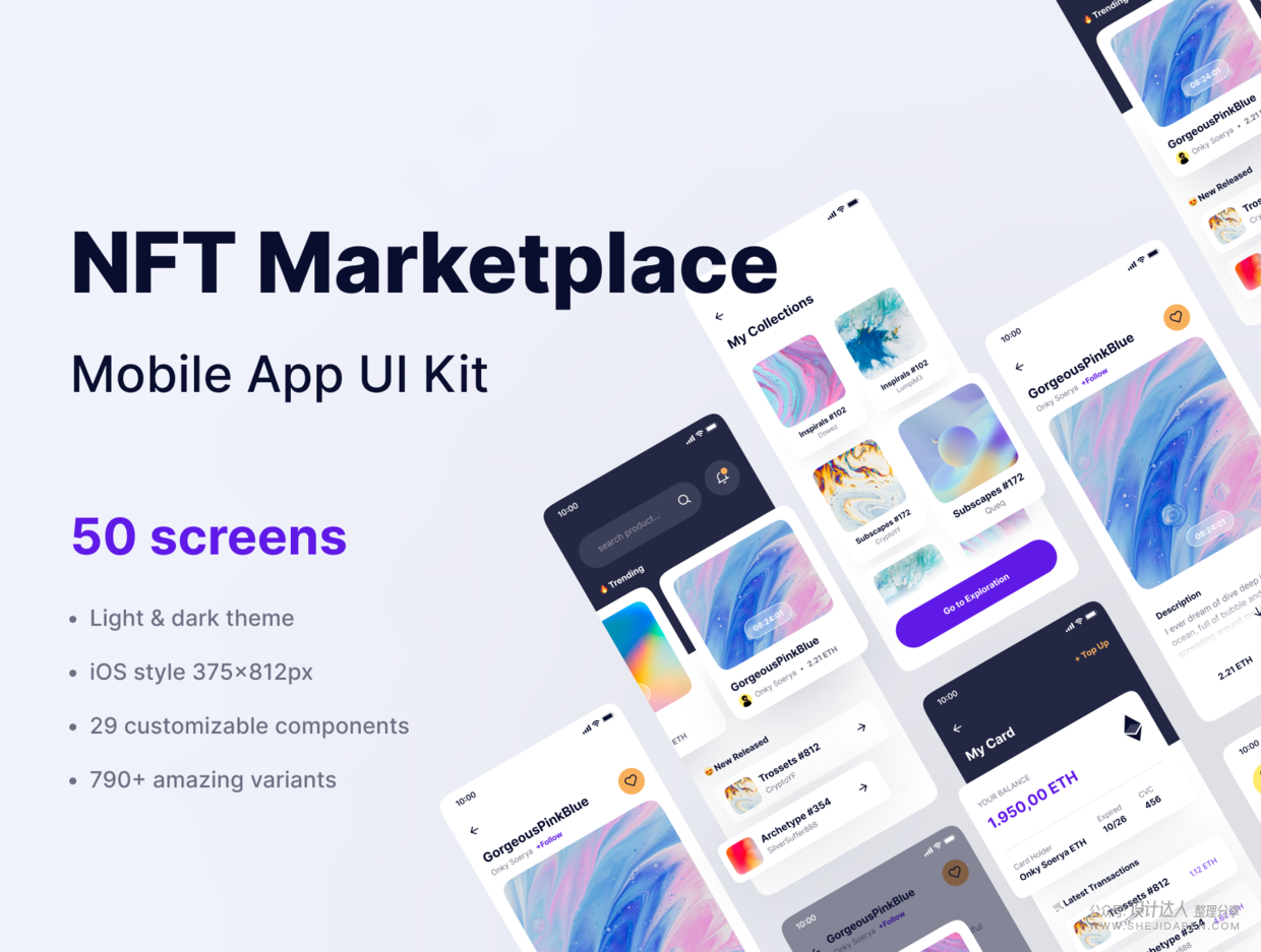 NFT市场iOS用户界面设计UI套件