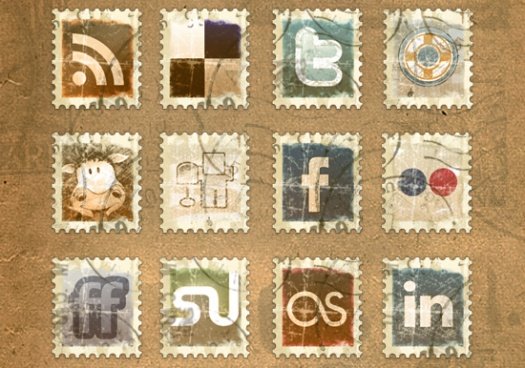 Vintage Stamp Social Media Icons
