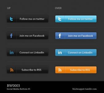 Social Media Buttons – Dark Theme