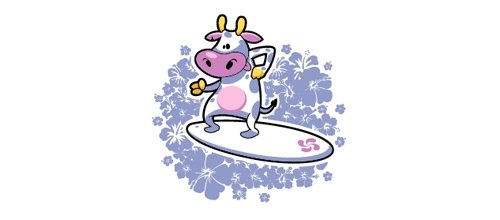 Surfing cow logo