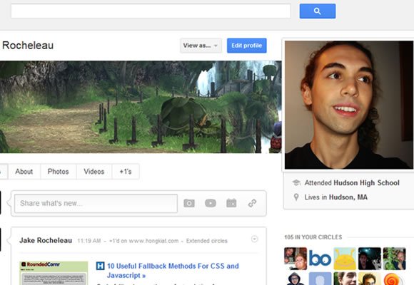 Google Plus user profiles