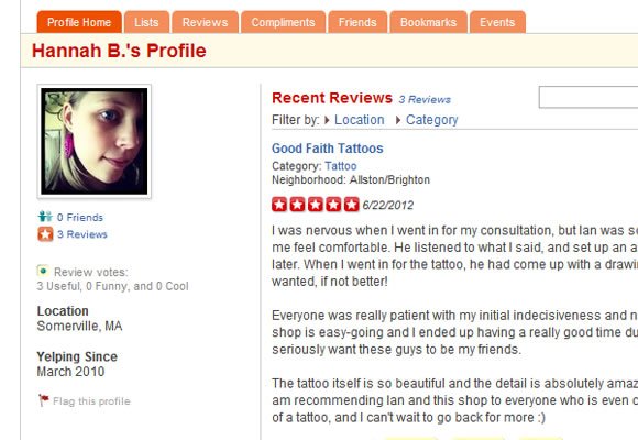 Yelp food reviews web design