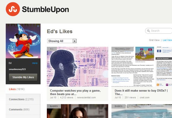 Internet marketing stumbleupon user profiles