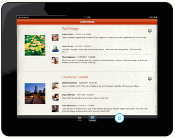iPad 应用中的评论视图。