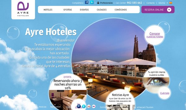 使用圆形元素网页设计欣赏Ayre Hotels
